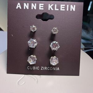 Anne Klein Silver Cubic Zirconia Earring Trio